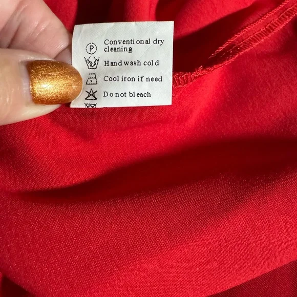 Red Flounce Sleeve Mini Dress Size L - Picture 9 of 10